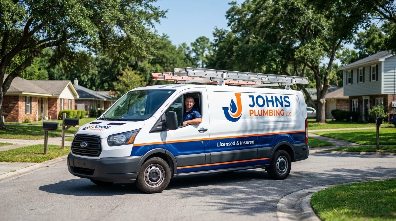 Johns Plumbing LLC service van in Leesburg, VA